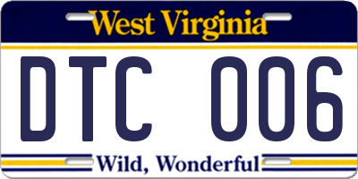 WV license plate DTC006