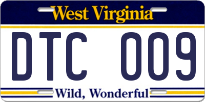 WV license plate DTC009