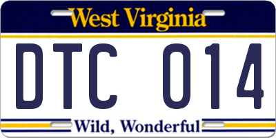 WV license plate DTC014