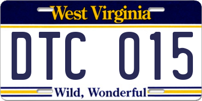 WV license plate DTC015
