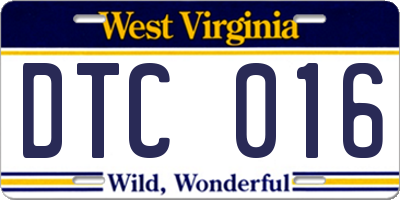 WV license plate DTC016