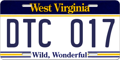 WV license plate DTC017