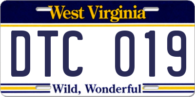 WV license plate DTC019