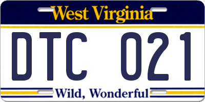 WV license plate DTC021