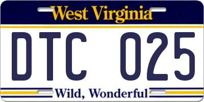 WV license plate DTC025