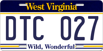 WV license plate DTC027
