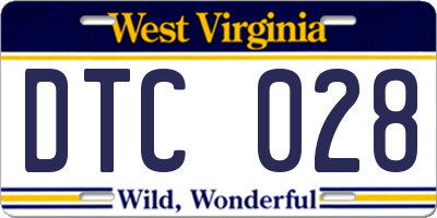 WV license plate DTC028
