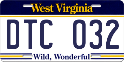 WV license plate DTC032