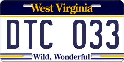 WV license plate DTC033