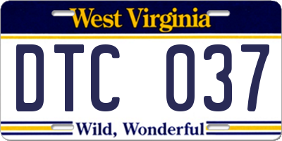 WV license plate DTC037