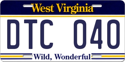 WV license plate DTC040