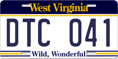 WV license plate DTC041