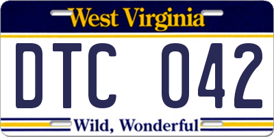 WV license plate DTC042