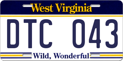 WV license plate DTC043