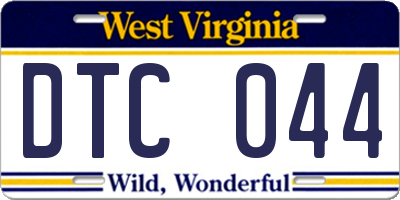WV license plate DTC044