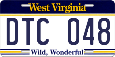WV license plate DTC048