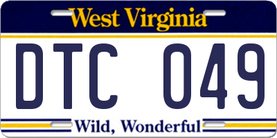 WV license plate DTC049