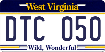 WV license plate DTC050