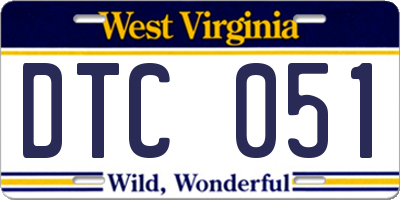 WV license plate DTC051