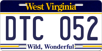 WV license plate DTC052