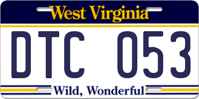 WV license plate DTC053
