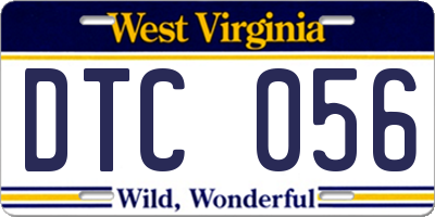 WV license plate DTC056
