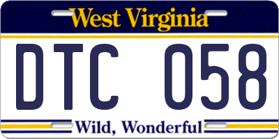 WV license plate DTC058