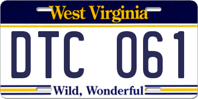 WV license plate DTC061