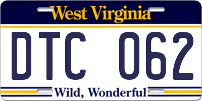 WV license plate DTC062