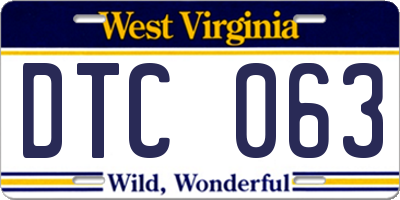 WV license plate DTC063