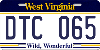 WV license plate DTC065