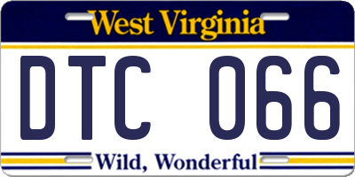 WV license plate DTC066