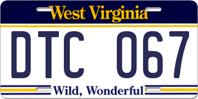 WV license plate DTC067