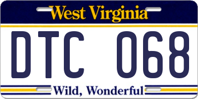 WV license plate DTC068