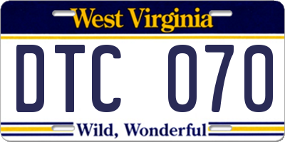 WV license plate DTC070