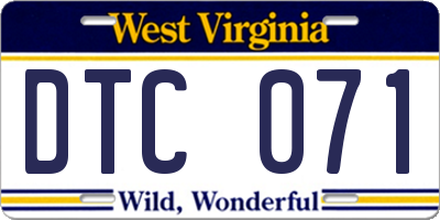 WV license plate DTC071