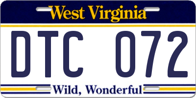 WV license plate DTC072