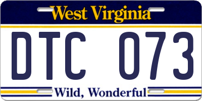 WV license plate DTC073