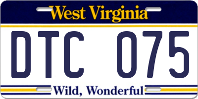 WV license plate DTC075