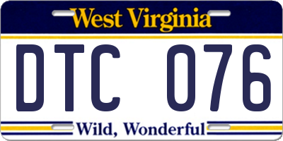 WV license plate DTC076