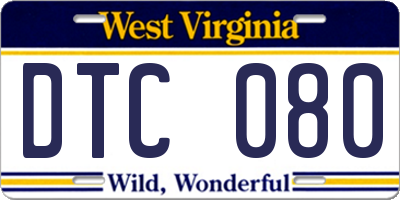WV license plate DTC080