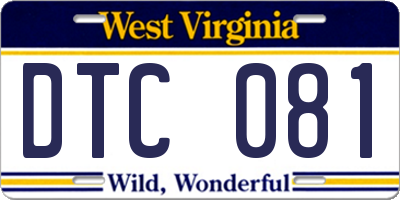 WV license plate DTC081