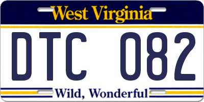 WV license plate DTC082