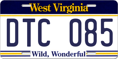 WV license plate DTC085