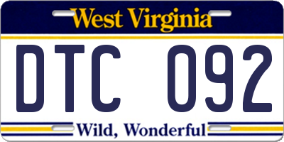 WV license plate DTC092