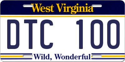 WV license plate DTC100