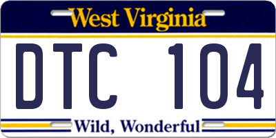 WV license plate DTC104