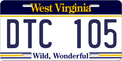 WV license plate DTC105