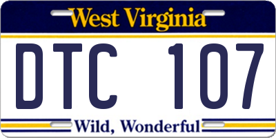 WV license plate DTC107