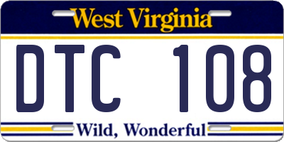 WV license plate DTC108